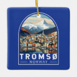 Tromso Noorwegen Reizen Kunst Vintage Keramisch Ornament<br><div class="desc">Tromso retro vector reisontwerp. Tromsø is een plaats in de Noorse gemeente Tromsø,  provincie Troms.</div>