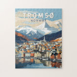 Tromso Noorwegen Reizen Kunst Vintage Legpuzzel<br><div class="desc">Tromso retro vector reisontwerp. Tromsø is een plaats in de Noorse gemeente Tromsø,  provincie Troms.</div>