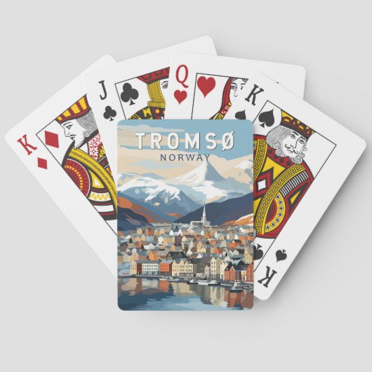 Tromso Noorwegen Reizen Kunst Vintage Pokerkaarten (Achterkant)