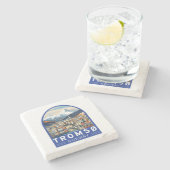 Tromso Noorwegen Reizen Kunst Vintage Stenen Onderzetter (Zijkant)