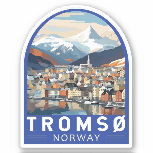 Tromso Noorwegen Reizen Kunst Vintage Sticker (Voorkant)