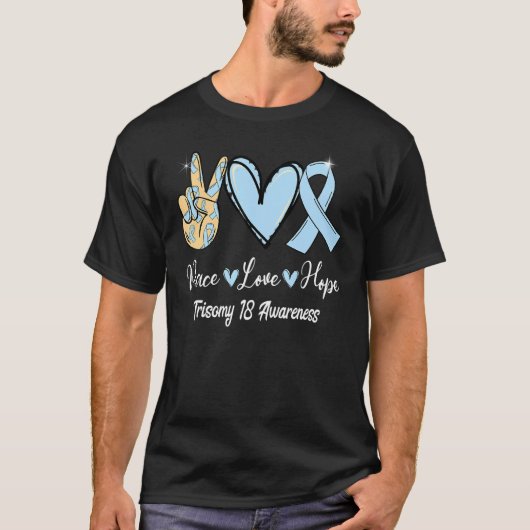 Tromy 18 Awareness Peace Love Hope Light Blue Ri T-shirt (Voorkant)