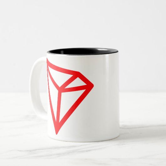 tron-trx-logo tweekleurige koffiemok (Voorkant links)