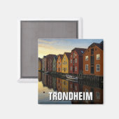 Trondheim Bakklandet Noorwegen Reizen Magneet (Voorkant / Achterkant)