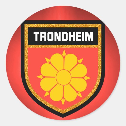 Trondheim Flag Ronde Sticker (Voorkant)