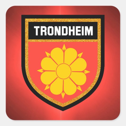 Trondheim Flag Vierkante Sticker (Voorkant)