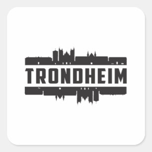 Trondheim Noorwegen City Skyline Cityscape Trip Gi Vierkante Sticker