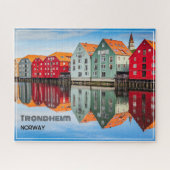 Trondheim Noorwegen Fjord Rode en groene huizen in Legpuzzel (Horizontaal)