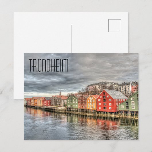Trondheim Noorwegen Waterfront Briefkaart (Voorkant / Achterkant)