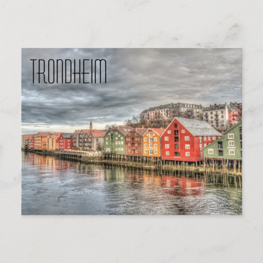 Trondheim Noorwegen Waterfront Briefkaart (Voorkant)