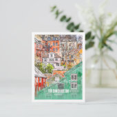 Trondheim Norway Famous Travel Waterverf Sketch Briefkaart (Staand voorkant)