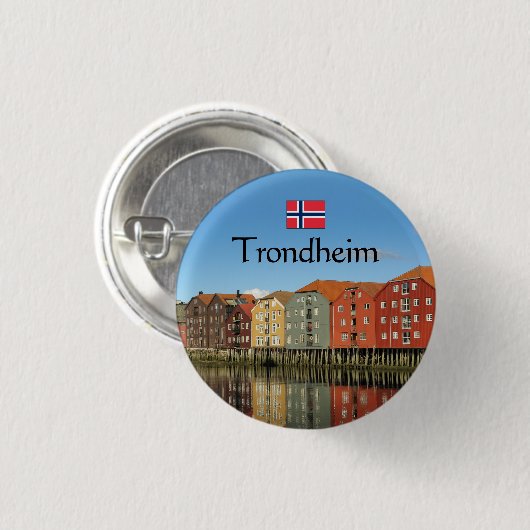 Trondheim Norway Souvenir Ronde Button 3,2 Cm (Voorkant /achterkant)