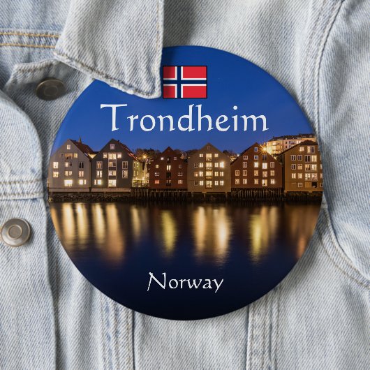 Trondheim Norway Souvenir Ronde Button 6,0 Cm (In situ)