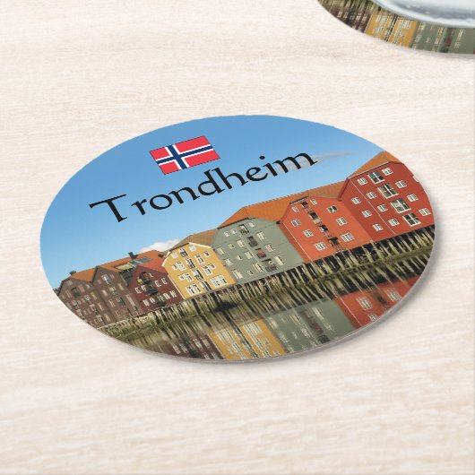 Trondheim Norway Souvenir Ronde Kartonnen Onderzetter (Gebogen)