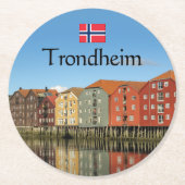 Trondheim Norway Souvenir Ronde Kartonnen Onderzetter (Voorkant)