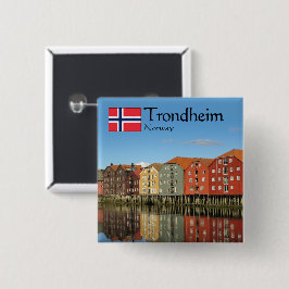 Trondheim Norway Souvenir Vierkante Button 5,1 Cm