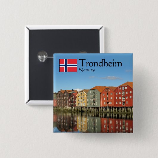 Trondheim Norway Souvenir Vierkante Button 5,1 Cm (Voorkant /achterkant)