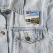 Trondheim Norway Souvenir Vierkante Button 5,1 Cm (In situ)