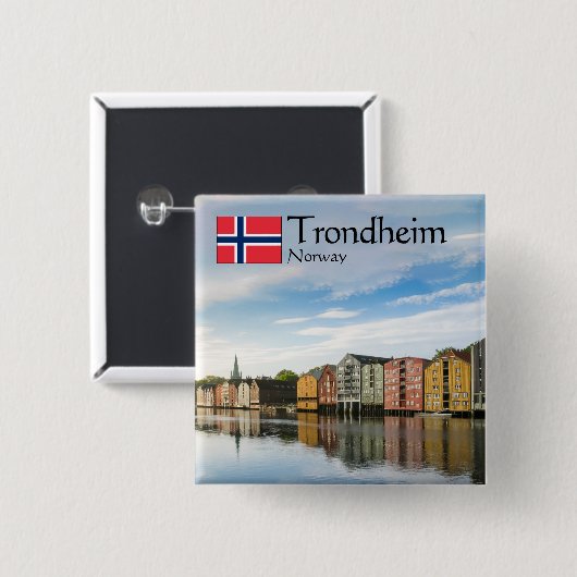 Trondheim Norway Souvenir Vierkante Button 5,1 Cm (Voorkant /achterkant)