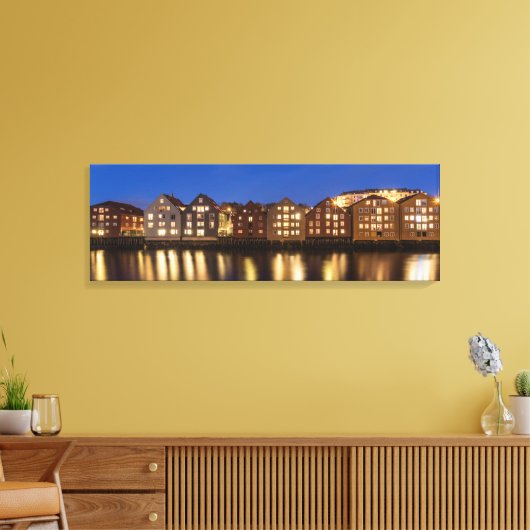 Trondheim Norway Storehouses Canvas Afdruk (Insitu (Woonkamer))