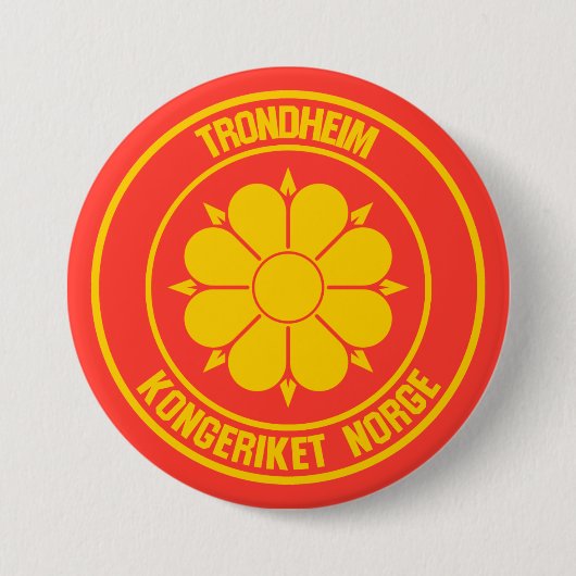 Trondheim Round Emblem Ronde Button 7,6 Cm (Voorkant)