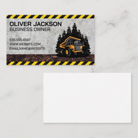 Tronkelwagen voor constructiedoeleinden visitekaartje (Voorkant / Achterkant)