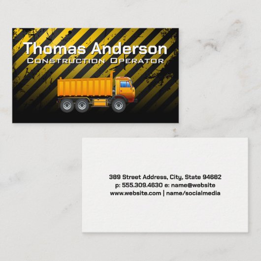 Tronkelwagen voor constructiedoeleinden visitekaartje (Voorkant / Achterkant)