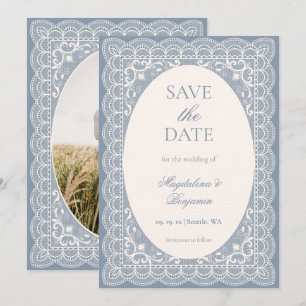 Troom Tante-oren Bruidsmode Stof Elegante Stof Bla Save The Date