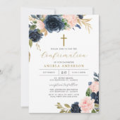 Troomtijd uitnodiging in Navy Blush (Voorkant)