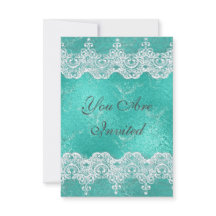 Troon Huwelijksuitnodiging Mintblauw & Kanten