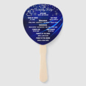 Troonblauwe diamanten & harten trouwprogramma-waai handwaaier (Achterkant)