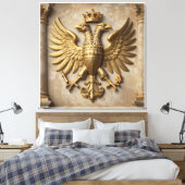 Troonzaalwachter in goud canvas afdruk (Insitu (Slaapkamer))