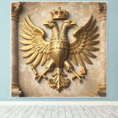 Troonzaalwachter in goud canvas afdruk (Insitu (Houten vloer))