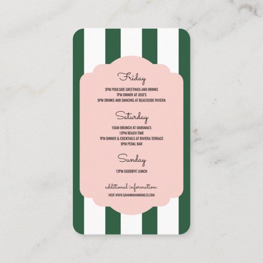 Troop Beverly Hills Bachelorette Itinerary Insert Visitekaartje (Achterkant)