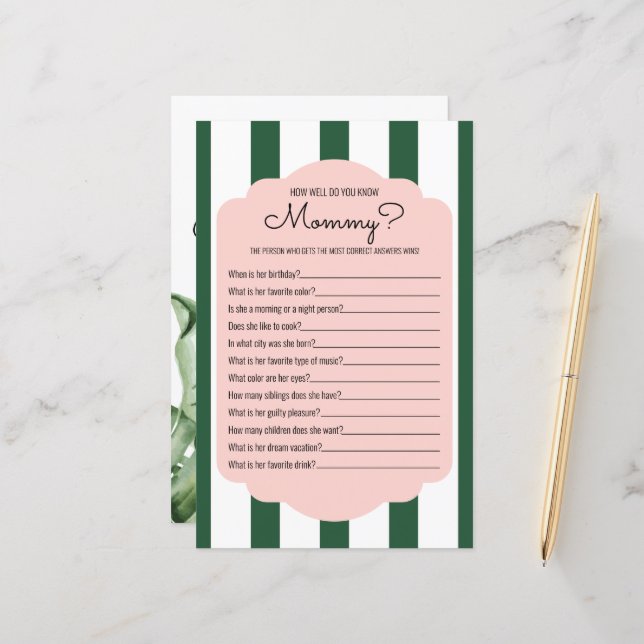 Troop Beverly Hills Thema Baby shower Spel (Voorkant / Achterkant in situ)