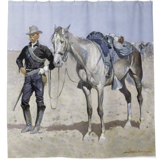 Trooper of the Plains door Frederic Remington Douchegordijn (Voorkant)