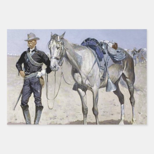 Trooper of the Plains door Frederic Remington Inpakpapier Vel (Voorkant)