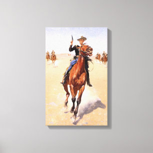 Trooper van de vlakten (Cowboy Horse Rider) Canvas Afdruk