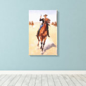Trooper van de vlakten (Cowboy Horse Rider) Canvas Afdruk (Insitu (Houten vloer))