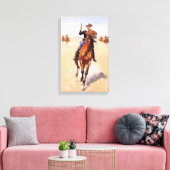Trooper van de vlakten (Cowboy Horse Rider) Canvas Afdruk (Insitu (Woonkamer))