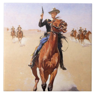 Trooper van de vlakten (Cowboy Horse Rider) Tegeltje