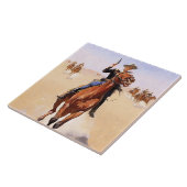 Trooper van de vlakten (Cowboy Horse Rider) Tegeltje (Zijkant)