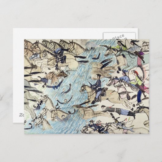 Troopers die over de rivier rijden (inkt op pap) briefkaart (Voorkant / Achterkant)