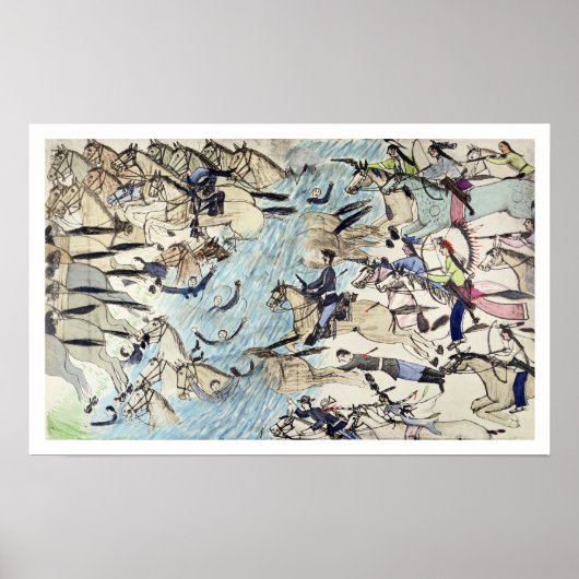 Troopers die over de rivier rijden (inkt op pap) poster (Voorkant)