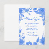 Troostkaart dank je wel blauw bloemmotief voor beg bedankkaart (Voorkant / Achterkant)