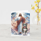 Troostkaart Jezus met Pitbull - Verlies van Hond O Kaart (Gele Bloem)