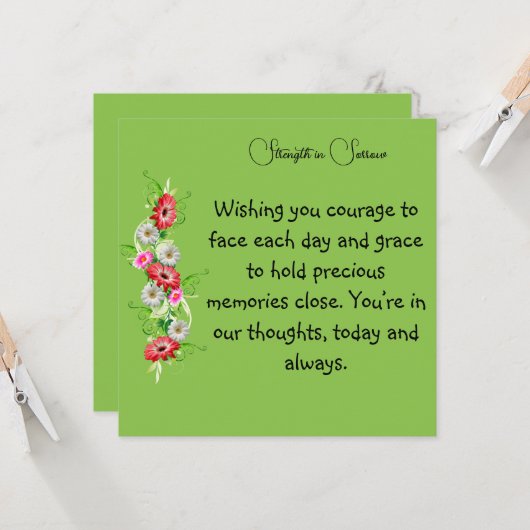 Troostkaart 'Sterkte in Leed' Kaart (Voorkant / Achterkant in situ)