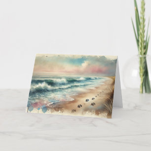 Troostkaart voor huisdieren met strand watercolor kaart