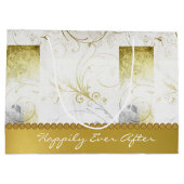 Troostzak Goud Met Bloemmotieven Huwelijk Geschenk Groot Cadeauzakje (Achterkant)