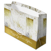 Troostzak Goud Met Bloemmotieven Huwelijk Geschenk Groot Cadeauzakje (Achterkant Gekanteld)